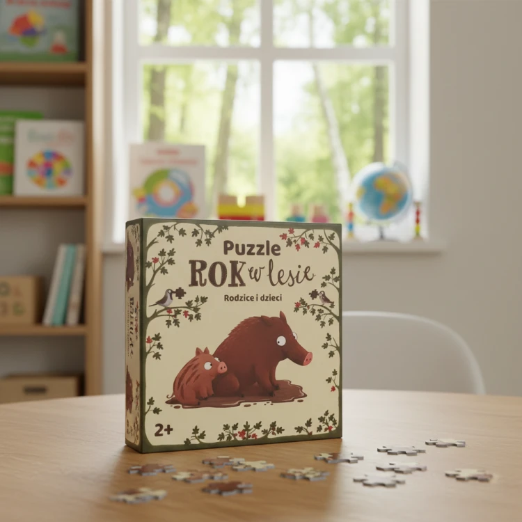 Rok w lesie. Puzzle. Rodzice i dzieci